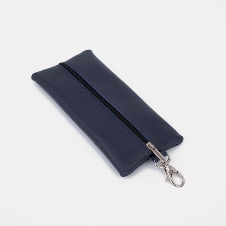 Key of zipper, length 17 cm, ring, carbine, blue color