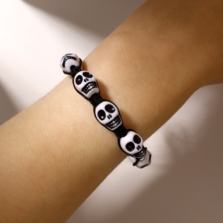Skull bracelet cartoon, black and white color, d = 6 cm-3