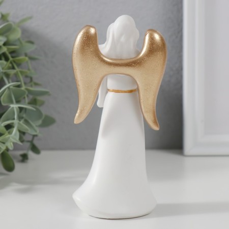 Souvenir Polystone "Angel-Virgin with a star" White with gold 13.5x6.3x4.5 cm-2