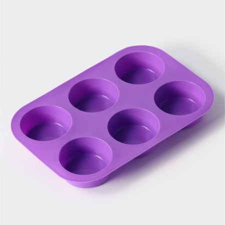 The form for baking is the “figure. Circle ", silicone, 26 × 17.5 cm, 6 cells (D = 6.5 cm), color mix-4