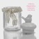 Glass Bank for bulk products with a ceramic cover "Bird", 300 ml, white color