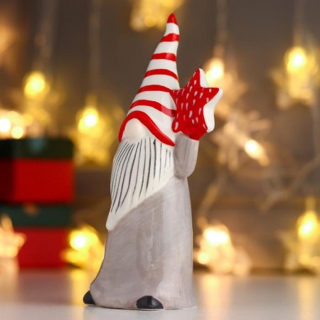 Souvenir Ceramics "Santa Claus, gray caftan, striped cap, with an asterisk" 16.5x6x6.5 cm-1