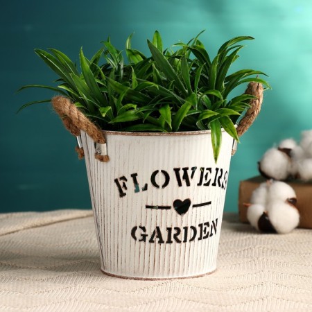 Kashpo "Bucket Flower Garden" White, 13x13x12cm