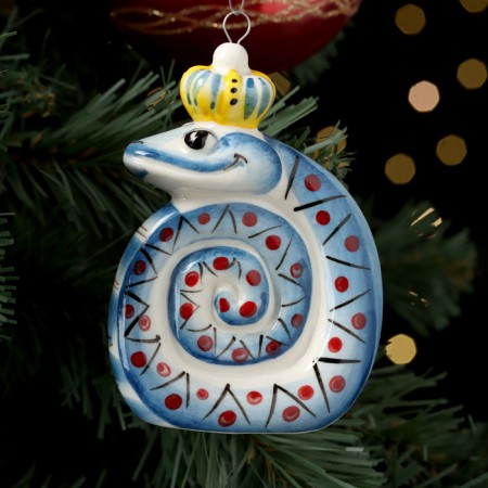 Christmas porcelain toy "snake", fastening loop, 9 cm