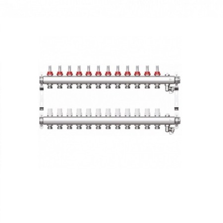 Collector Group STI, 1 "X3/4", 12 outputs, with flow meters, stainless steel