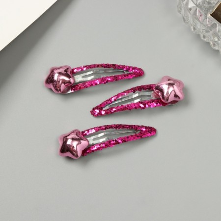 Invisibility for hair "Agatha" (set of 3 pcs) star, 5 cm, pink-1