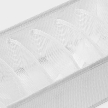 Organizer for storing linen LadOM, 6 cells, 28 × 16 × 10 cm, white color-5
