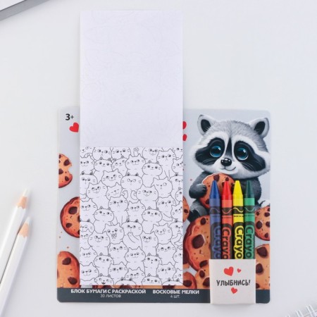 Set: a block of sheets with coloring and wax crayons "Rucot"-3