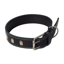 Collar leather two-layer, decorated, Osh 57-66 x 4.5 cm, mix of flowers