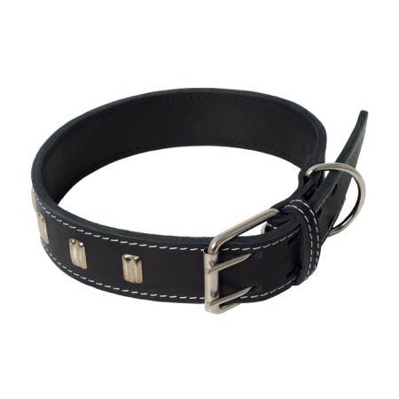 Collar leather two-layer, decorated, Osh 57-66 x 4.5 cm, mix of flowers