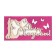 Wooden envelope carved "Happy Wedding Day!" newlyweds, purple background