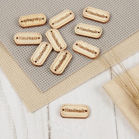 Set of wood stripes "Hand Made", 2.4 × 1.2 cm, 10 pcs