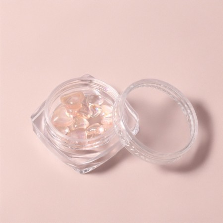Decorative elements for the decor "heart", voluminous, with sparkles, translucent/pink color-5