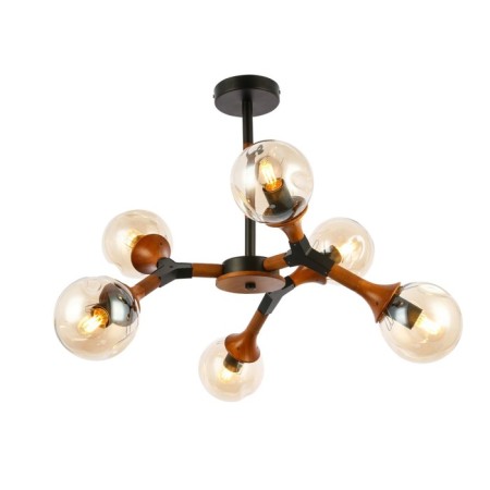 Ceiling EVOLUCE lamp. Sle109402-06. Raquel. 6x60 watts, E27, 75x75x42 cm, black color, dark tree