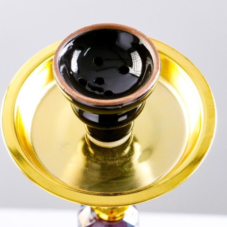 Hookah "Maadid", 50 cm, 1 pipe, black flask, gold mine-2