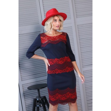 Women's dress, size 42, blue, red color-2