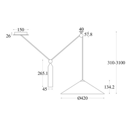 Squirry of suspended technical P080PL-01B, 1HE27, 60W, 42x42x140 cm, black color black-1