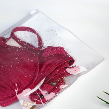 Cosmetic bag with zip-gl, transparent/orange color-5