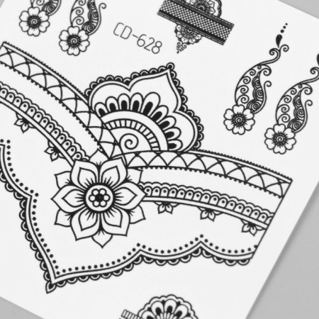 Tattoo on the body black "openwork patterns" 8x7.5 cm-2