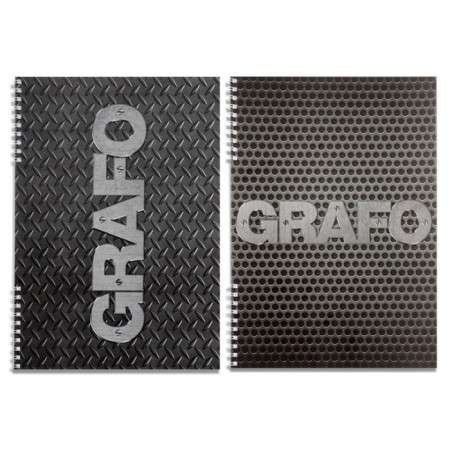 A4 notebook, 48 sheets in a cage, on a crest, "grapho", cardboard cover, offset unit, mix
