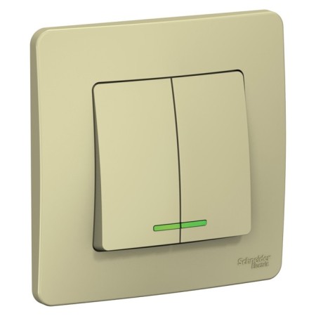 SE BLANCA switch, 10 A, 2 keys, IP20, hidden, backlight, beige, Blnvs010517