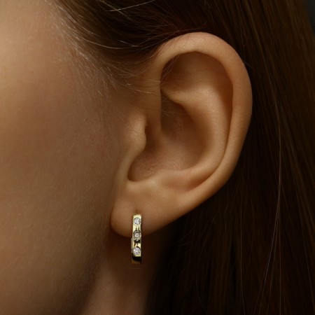 Earrings with rhinestones Xuping Arph with bets, white color in gold-1