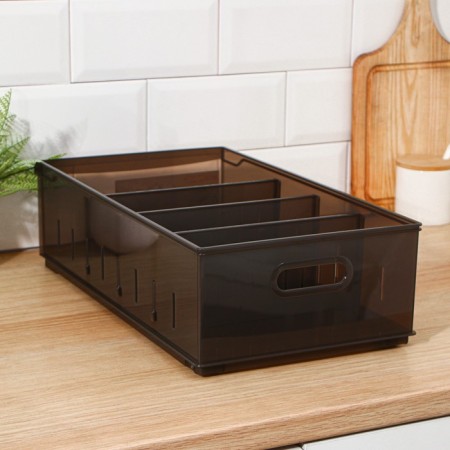 Optima, 11.5 l lid container for storage, 24.2 × 45 × 12.9 cm, brown color-1