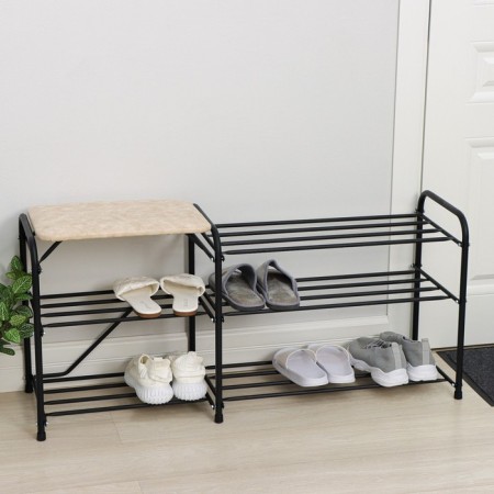Shoes for shoes with a “double” seat, 3 shelves, suede, black color-1