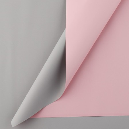 Flower film Packaging powder bilateral “Direct pink + gray”, 50 μm, 0.5 x 9 m