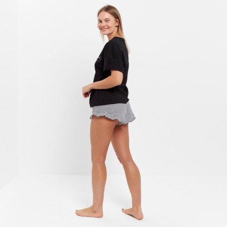 Female homemade set (T -shirt/shorts), black color, size 52-2