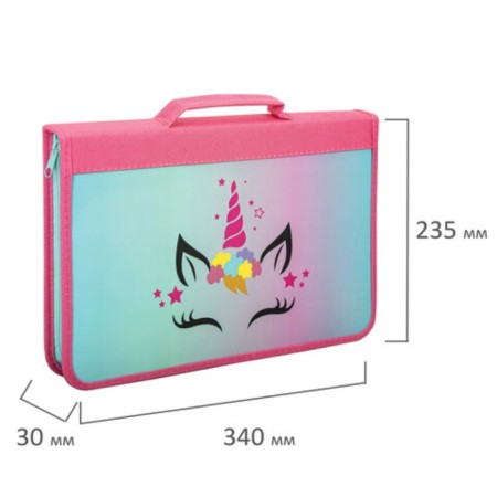 Brauberg A4 lightning folder with a pen, with an organizer, 1 department, "Unicorn", 271447-4