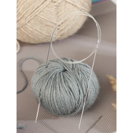 The knitting needles are circular, for knitting, with a plastic fishing line, d = 2 mm, 14/80 cm, with a needle-2