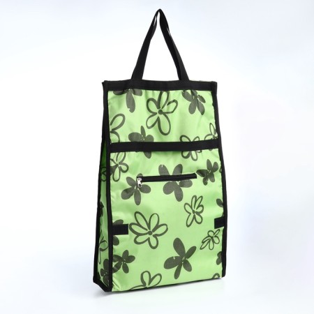 Folding bag on Velcro, 2 wheels, green color
