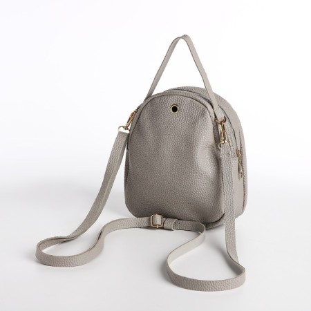 Women's backpack-Mini of artificial leather with lightning, 1 pocket, color gray color-1