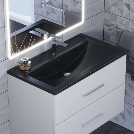 Sink uperwood Foster Quartz 80 cm, quartz, black matte, coal