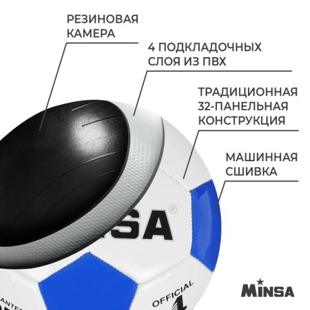 Ball football minsa, tpu, machine stitching, 32 panels, p. 4-2