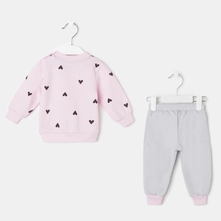 Set: jumper and pants crumb I am “hearts”, pink/gray color, height 86-92 cm-1