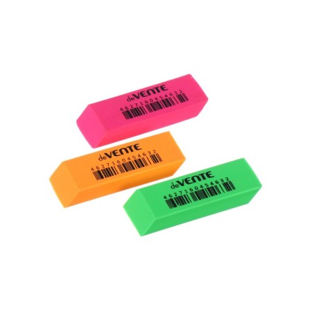 Davente neon eraser, synthetics, 56 x 19 x 9 mm, rectangular, mix x 4 colors, cardboard box