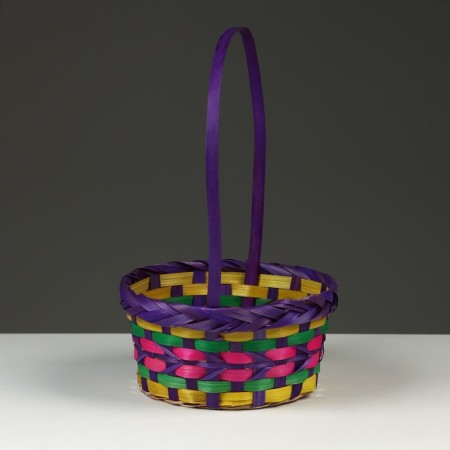 Wicker basket, d19 x 10/32 cm, multi -colored, bamboo-1