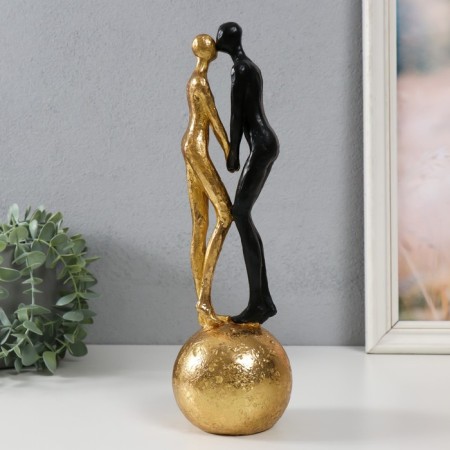 Souvenir Polystone "Abstraction. Lovers on the ball" Gold with black 9.5x9.5x32 cm-2