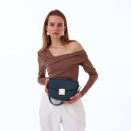Women's bag on the valve, Textura, small size, blue color