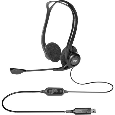 Headphones with a microphone Logitech 960 Black 2.4m Falled USB headband (981-000100)-3