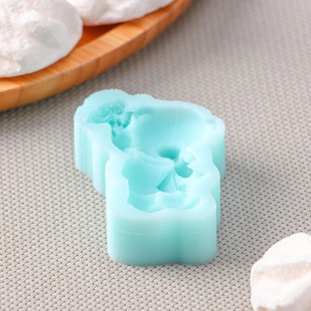 Silicone Mold "Bear with a bouquet", 6.1 × 4.6 × 1.4 cm, turquoise color-2