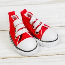Doll sneakers, sole length 5 cm, red color