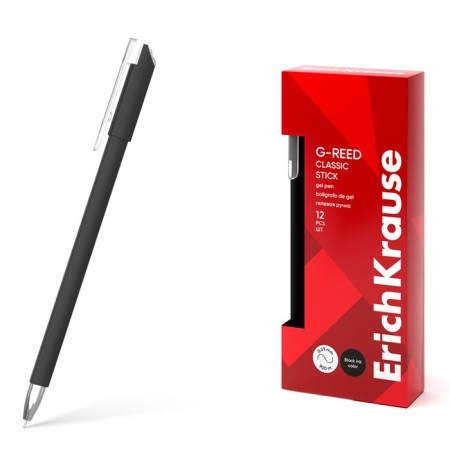 Gel pen Erichkrause G-Reed Stick Classic Node 0.38 mm, ink black, continuous line length 900 m
