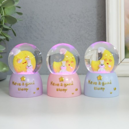 Souvenir Polystone Water Ball Light "Bunny for the month" MIX 4x4x6.7 cm-1