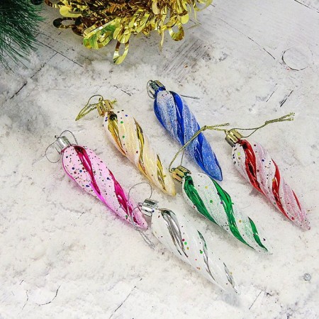 Christmas tree decoration "icicle - serpentine" (set 6 pcs) 8x2.5 cm
