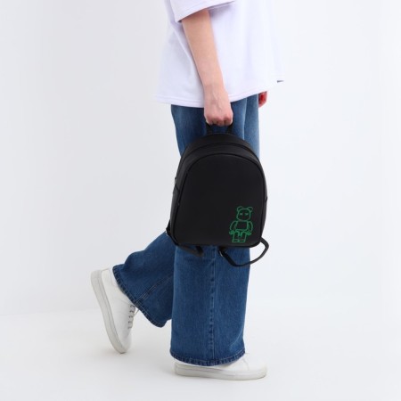 School backpack of artificial leather "Neon" 27x23x10 cm-8