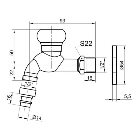 Bronze de Luxe 21978/2 crane, drain, for a bath, nozzle for a hose-1