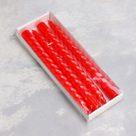 A set of candles of twisted, 4 pcs, 2.2x25 cm, lacquered red-3